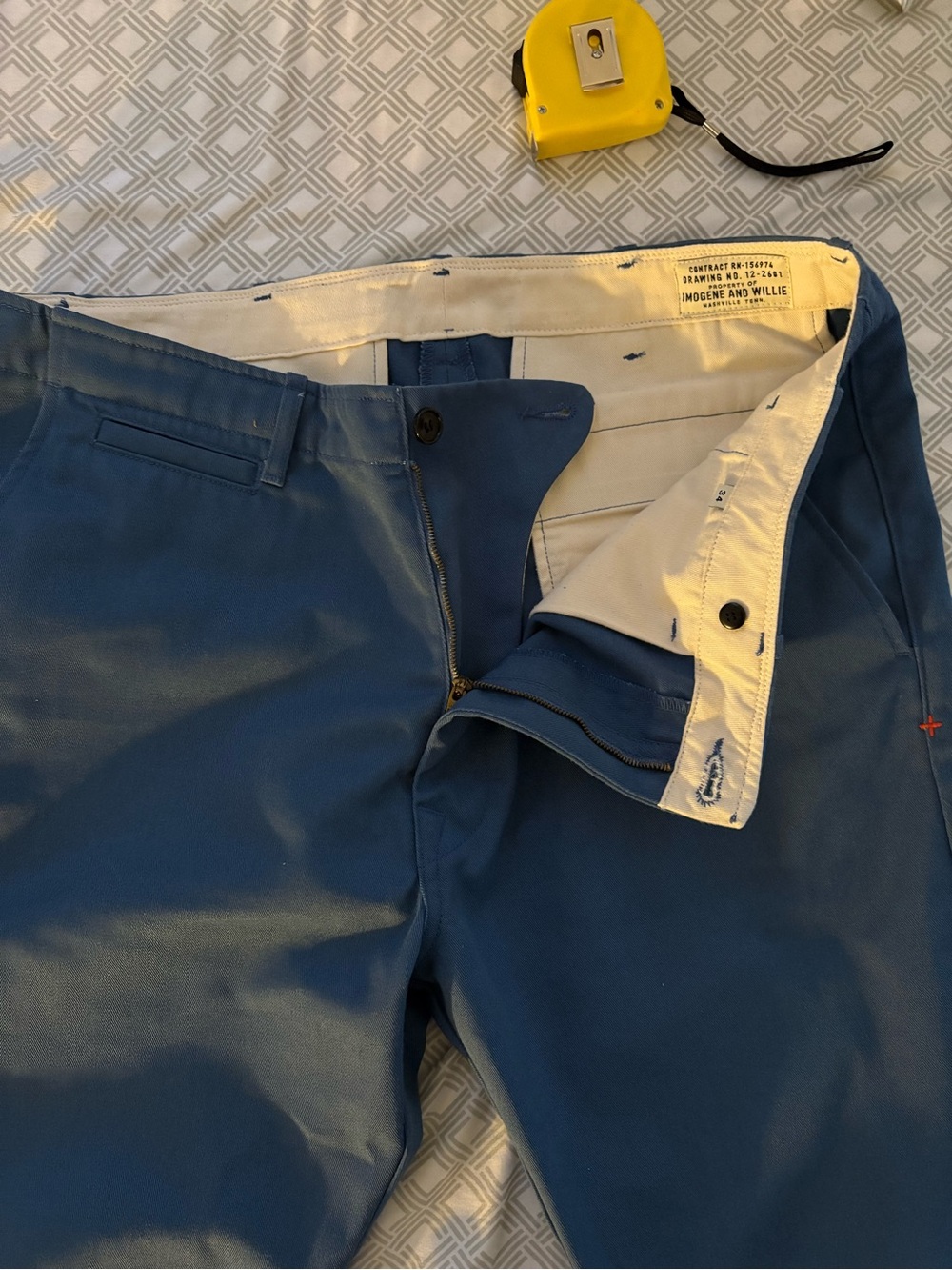 Imogine+Willie Men’s Oceanside Relaxed Fit Blue Chinos Size 34 EUC - Picture 6 of 11